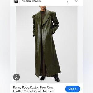 Ronny Kobo Collection Olive colored Faux Croc Trench Coat Size M